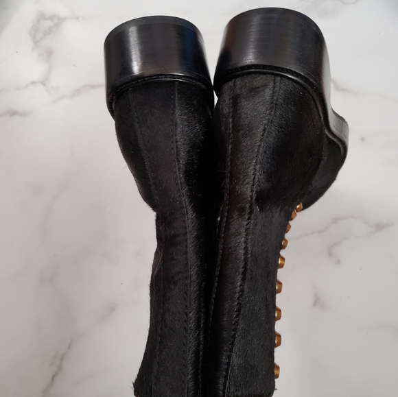 Jeffrey Campbell Tonette-2F Calf-hair zip-front Bootie with studs, Size 6.5 - Picture 4 of 8